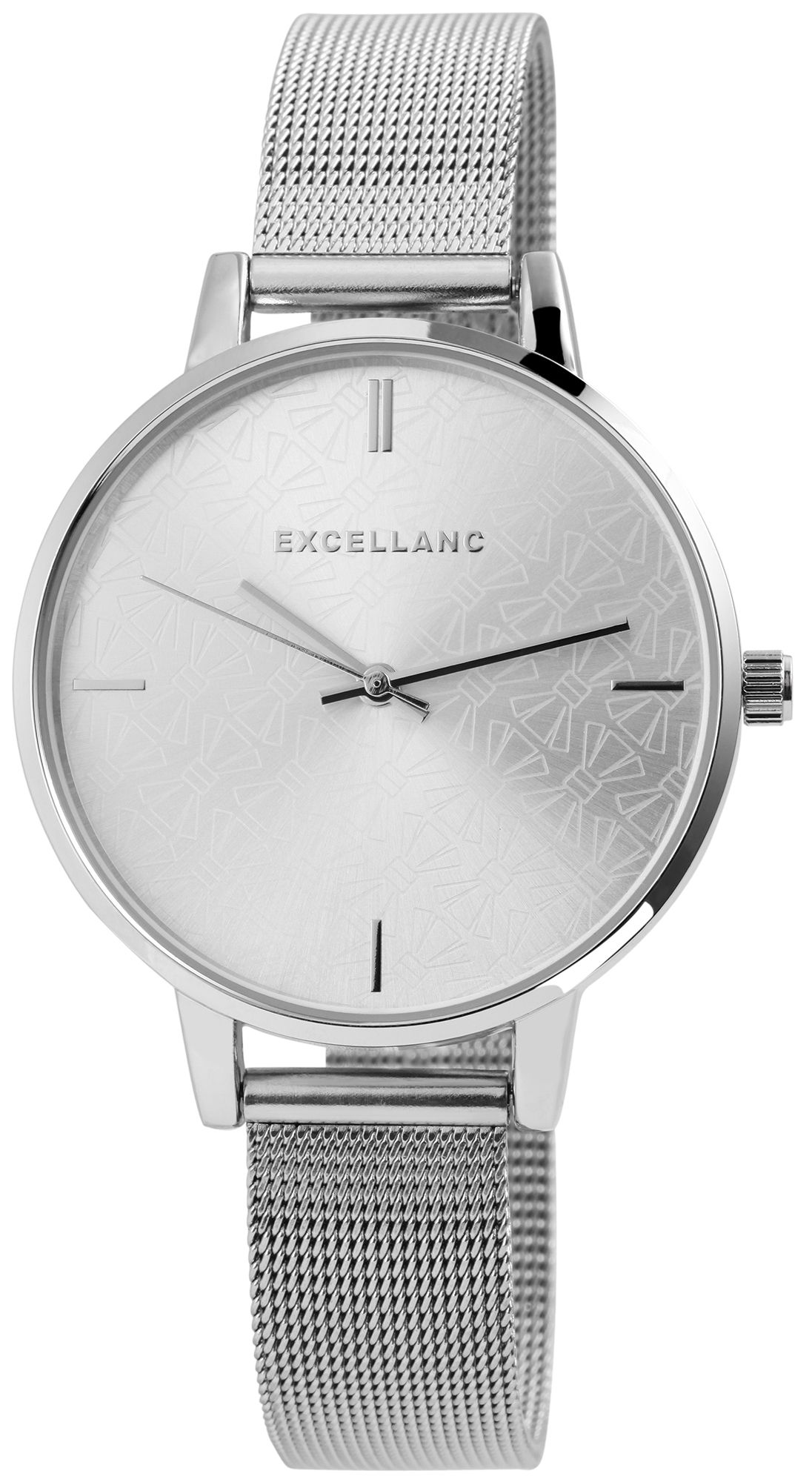Excellanc Damenuhr mit Edelstahl Meshband in silberfarbig