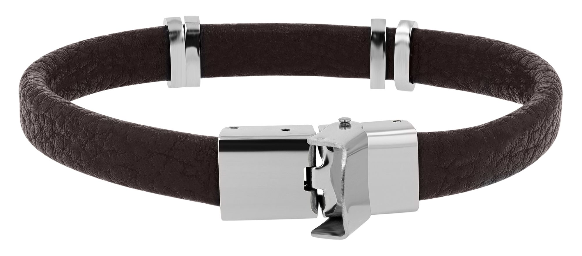 Akzent Armband aus Echtleder, Edelstahl-Gravurplatte, braun