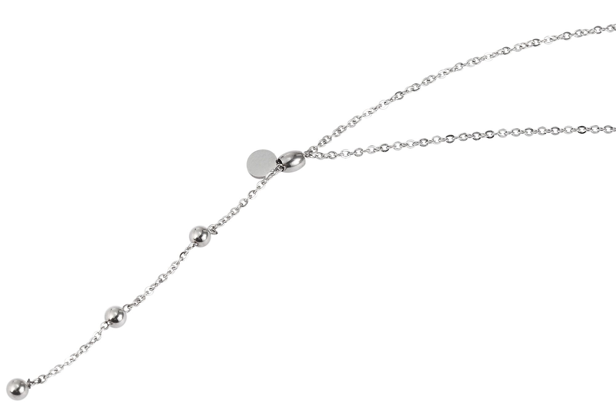 Akzent Edelstahl Schmuckset, Kette und Ohrringe, 43+5 cm, silberfarbig