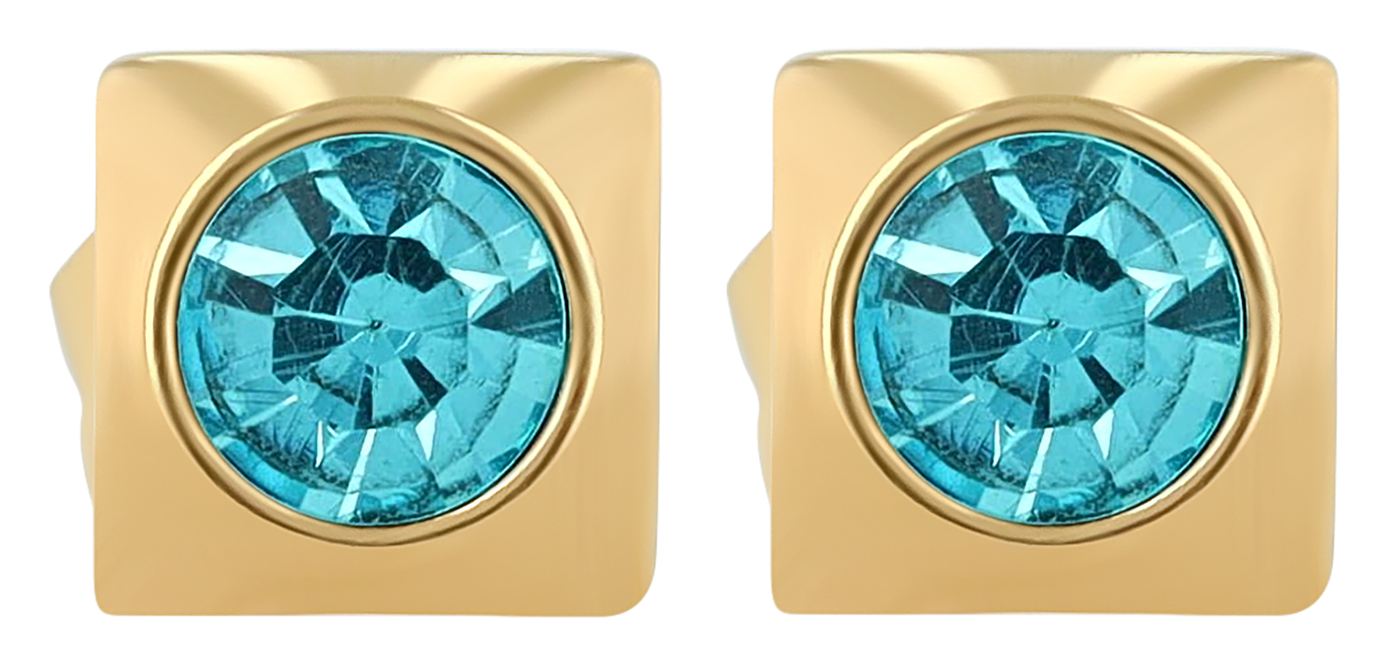 "Juli", Edelstahl Ohrstecker, Similibesatz, goldfarben