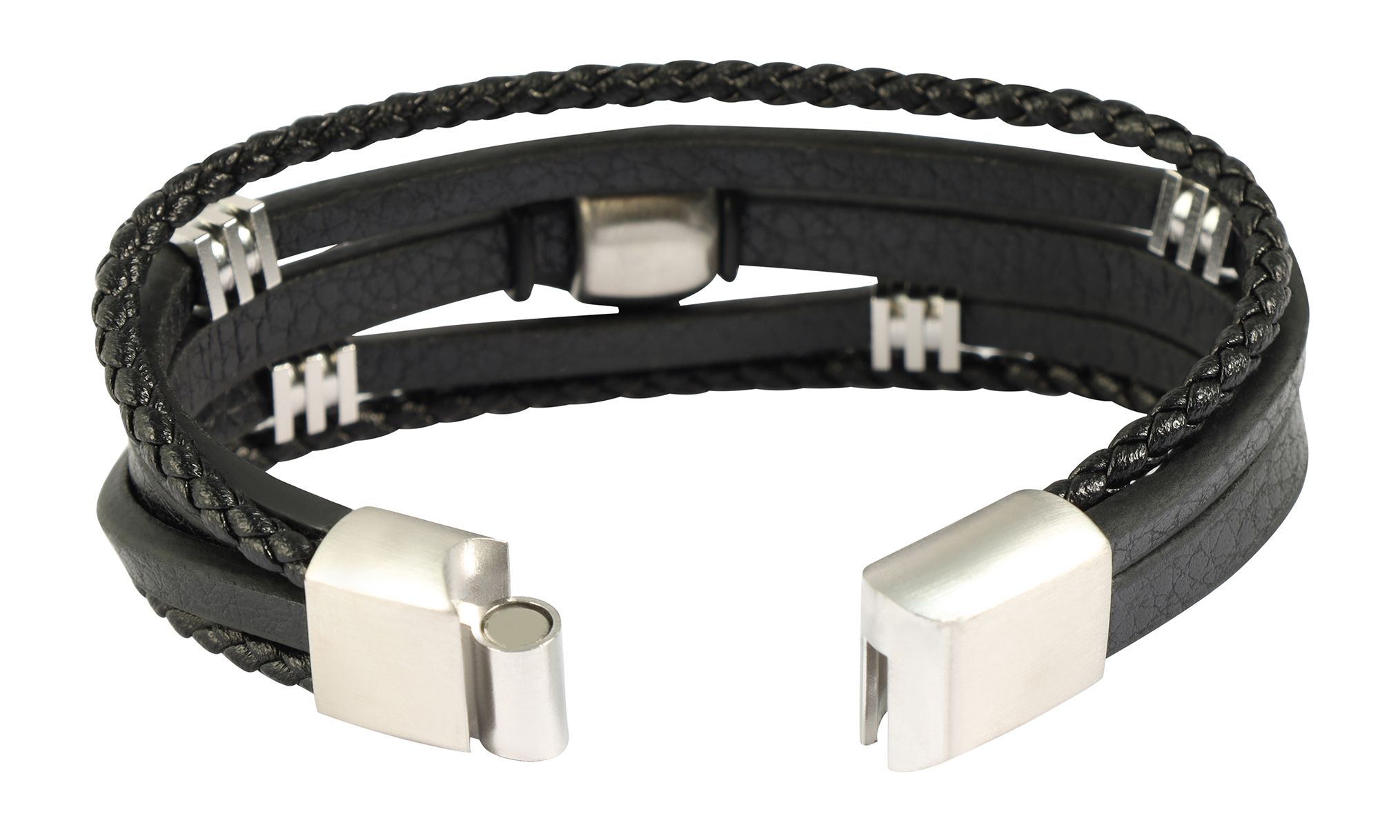 "Levi", Armband, Lederimitat, Totenkopf, 17 cm, 4 Stück