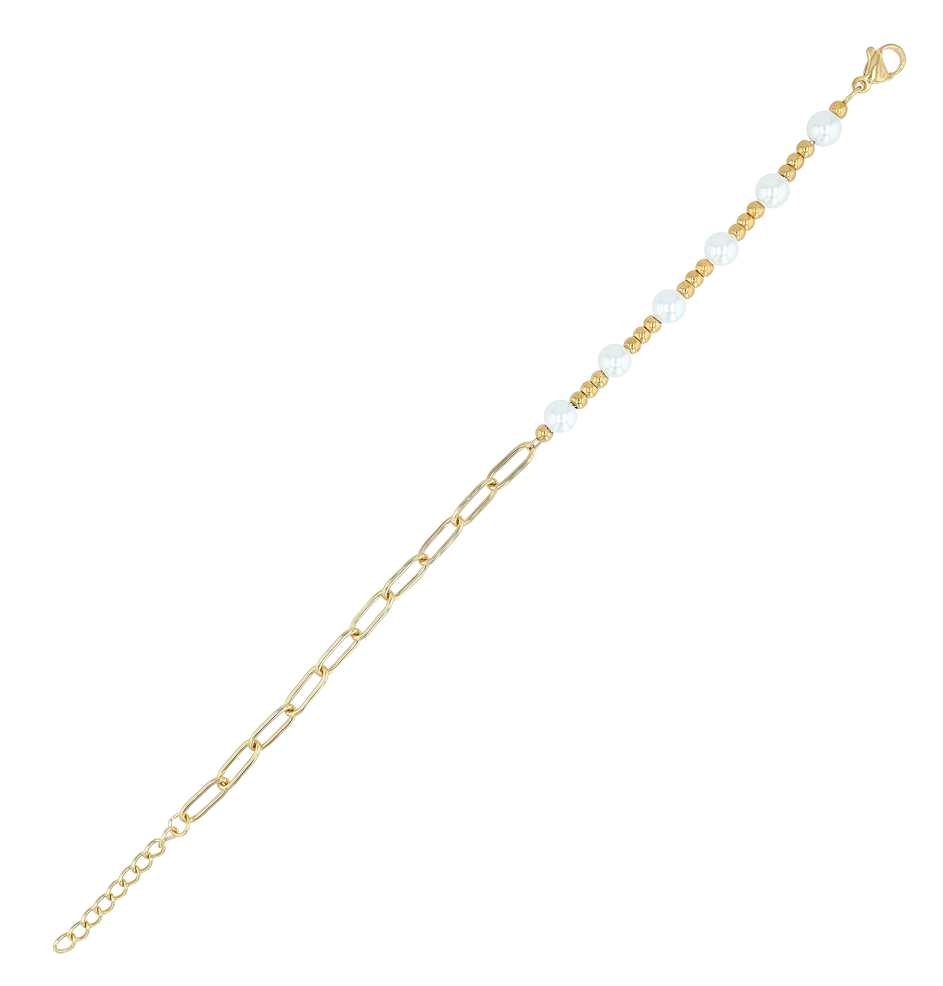 "Manjula" Mix Armband Edelstahl/ Glasperlen, 17+3 cm, goldfarben