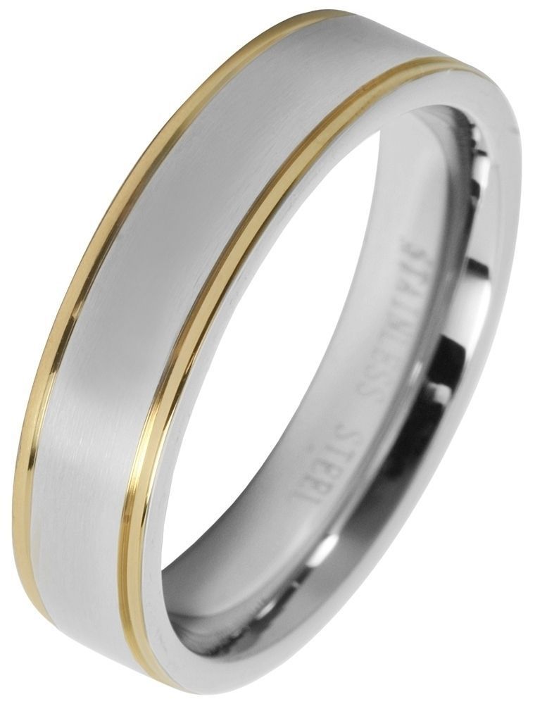 "Deep Breath" Herren-Partnerring, Akzent, edelstahl, bicolor (silberfarben/ goldfarben), Gr 60