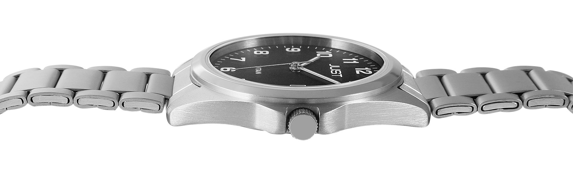 Just Herrenarmbanduhr aus Titan, silberfarben/schwarz