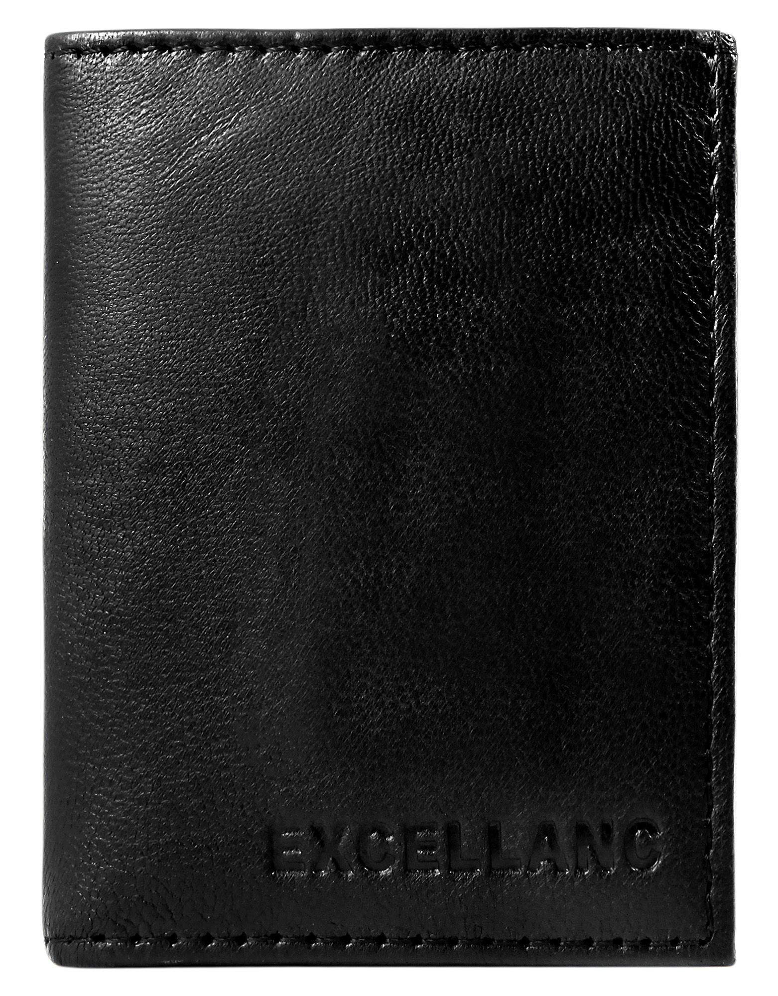 Excellanc Mini-Geldbörse aus Echtleder, Hochformat, schwarz