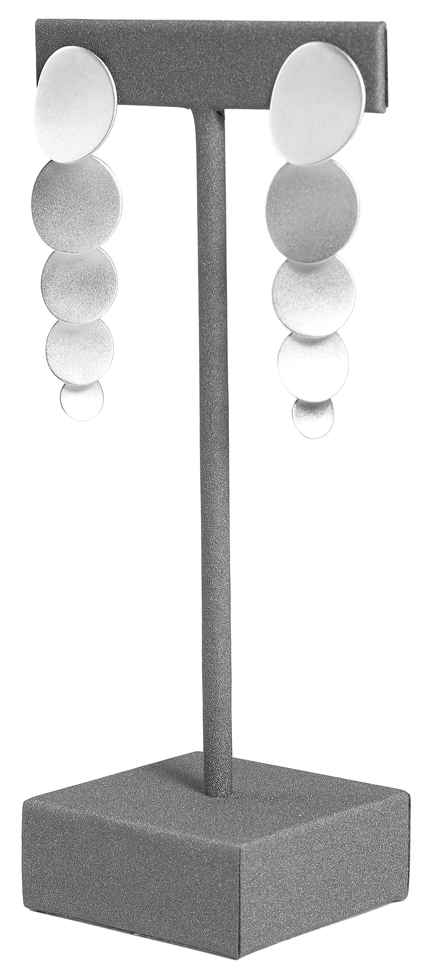 Aufsteller für Ohrringe/ Ohrhänger/ Creolen (Dekoserie Soft), PU-bezogen, 12,5 cm, grau