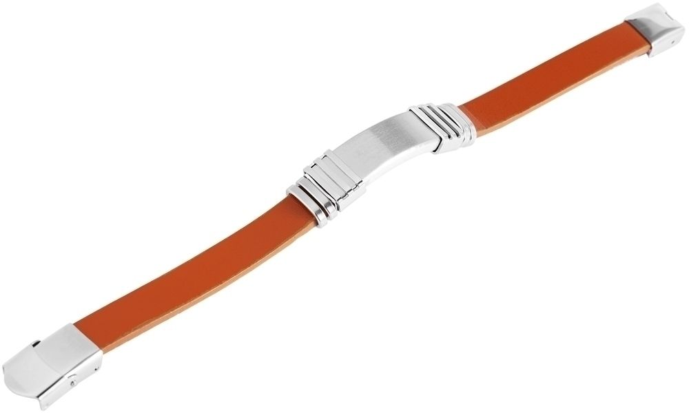 Akzent Echtlederarmband mit Edelstahlelement, braun/silberfarben