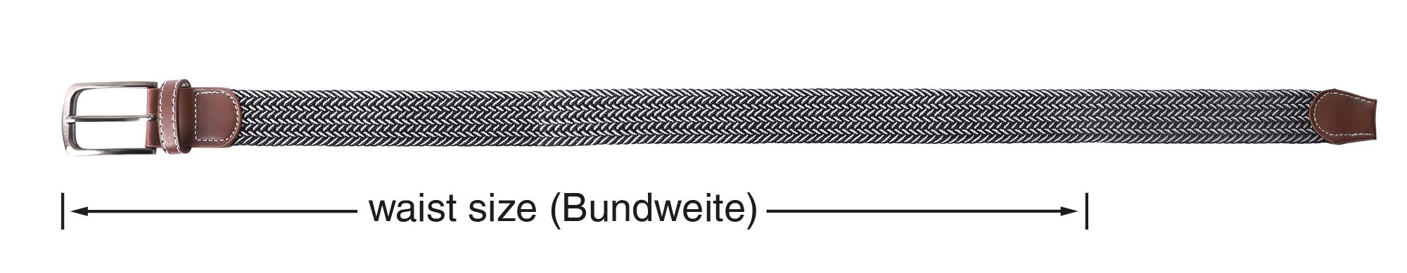 Textilgürtel mit Flechtmuster (schwarz/ weiß) in Gr 110 cm (M)