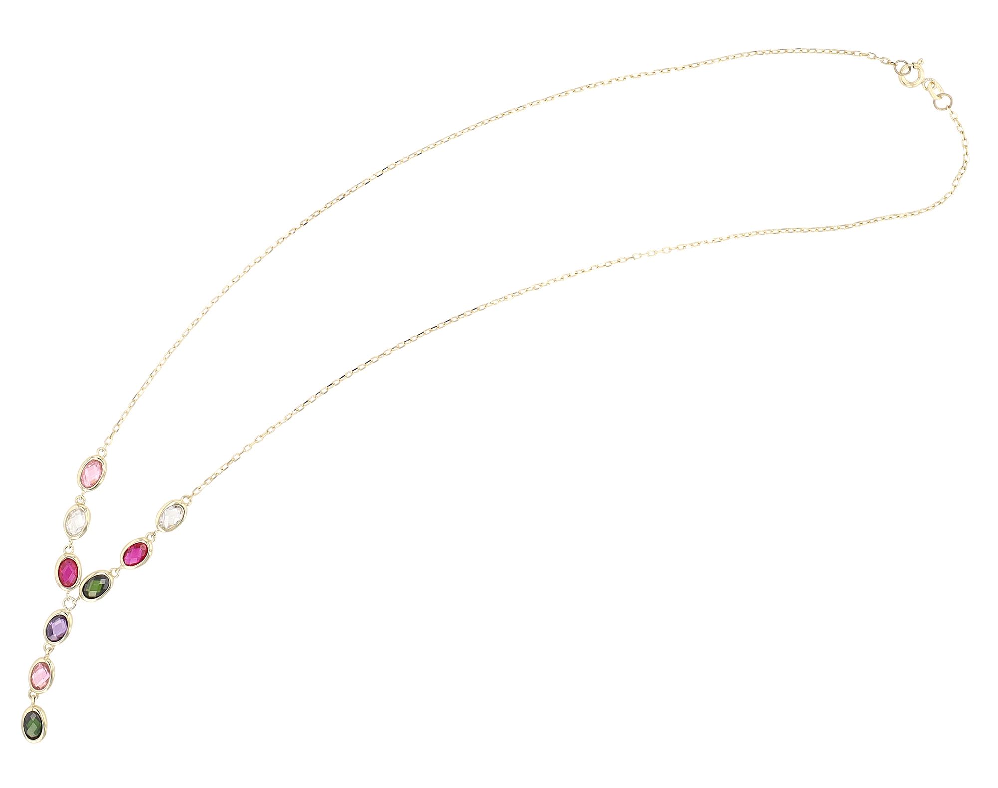 333/- Gold "Colory" Halskette mit farbigem Besatz, 8 Karat, Gelbgold