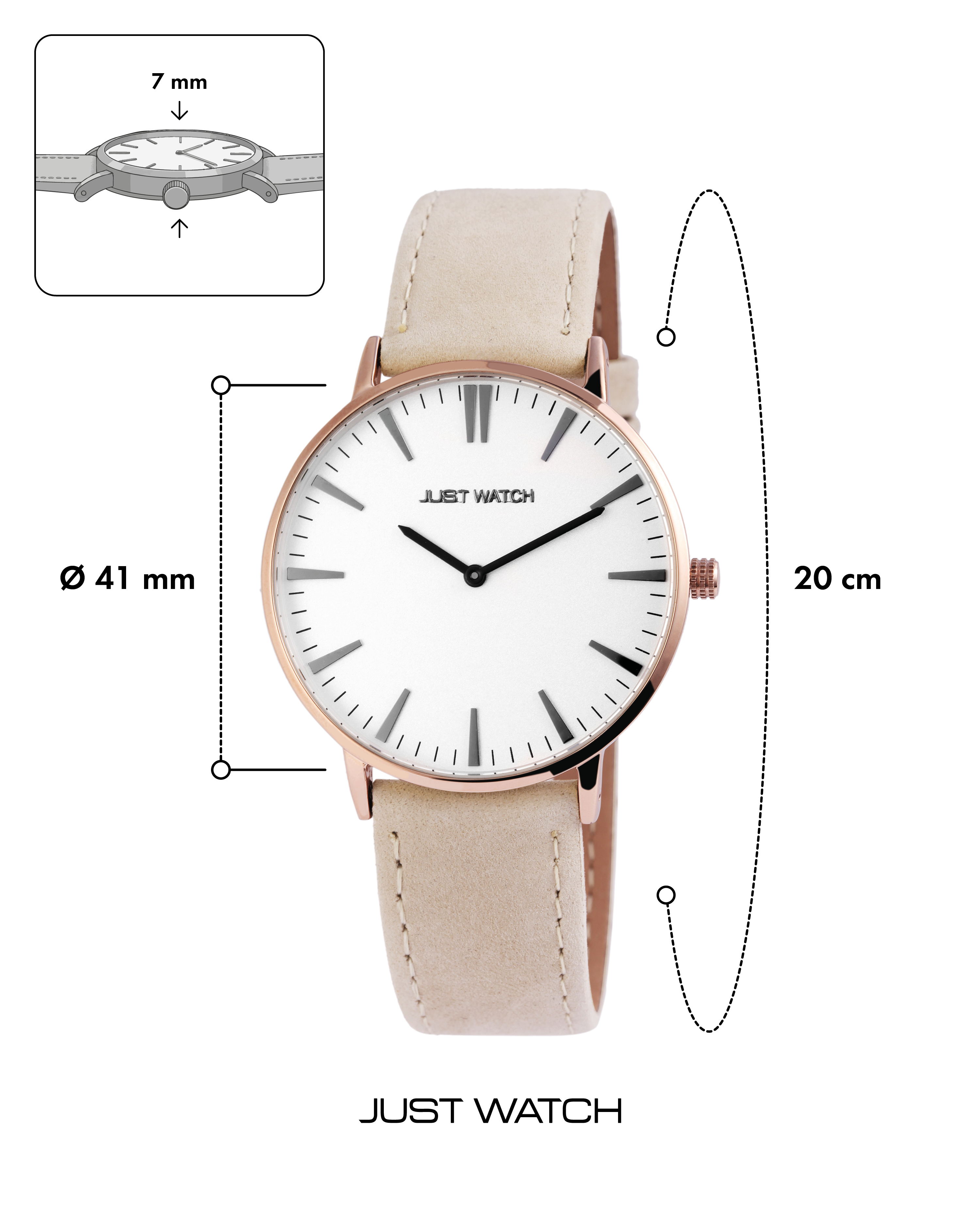 Just Watch analoge 2-Zeiger Unisex-Armbanduhr