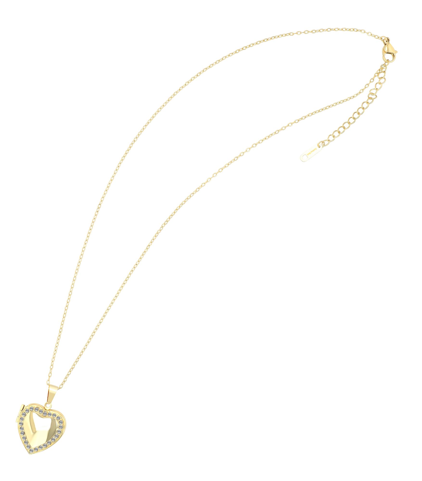 Akzent Medaillonkette aus Edelstahl, Herzform, 45+5 cm, goldfarben