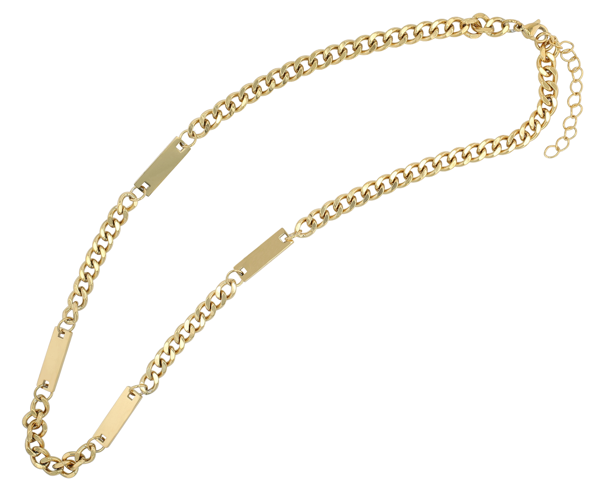 "River" Edelstahl Panzerkette, gravurfähig, Breite 6 mm, goldfarbig