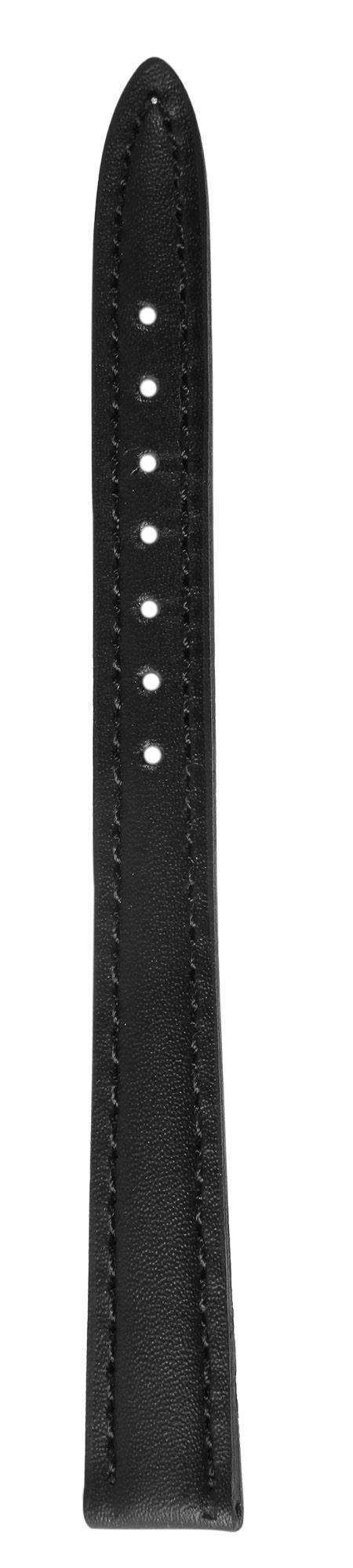 Echtleder-Uhrenarmband mit Naht, gepolstert, schwarz, 12 mm