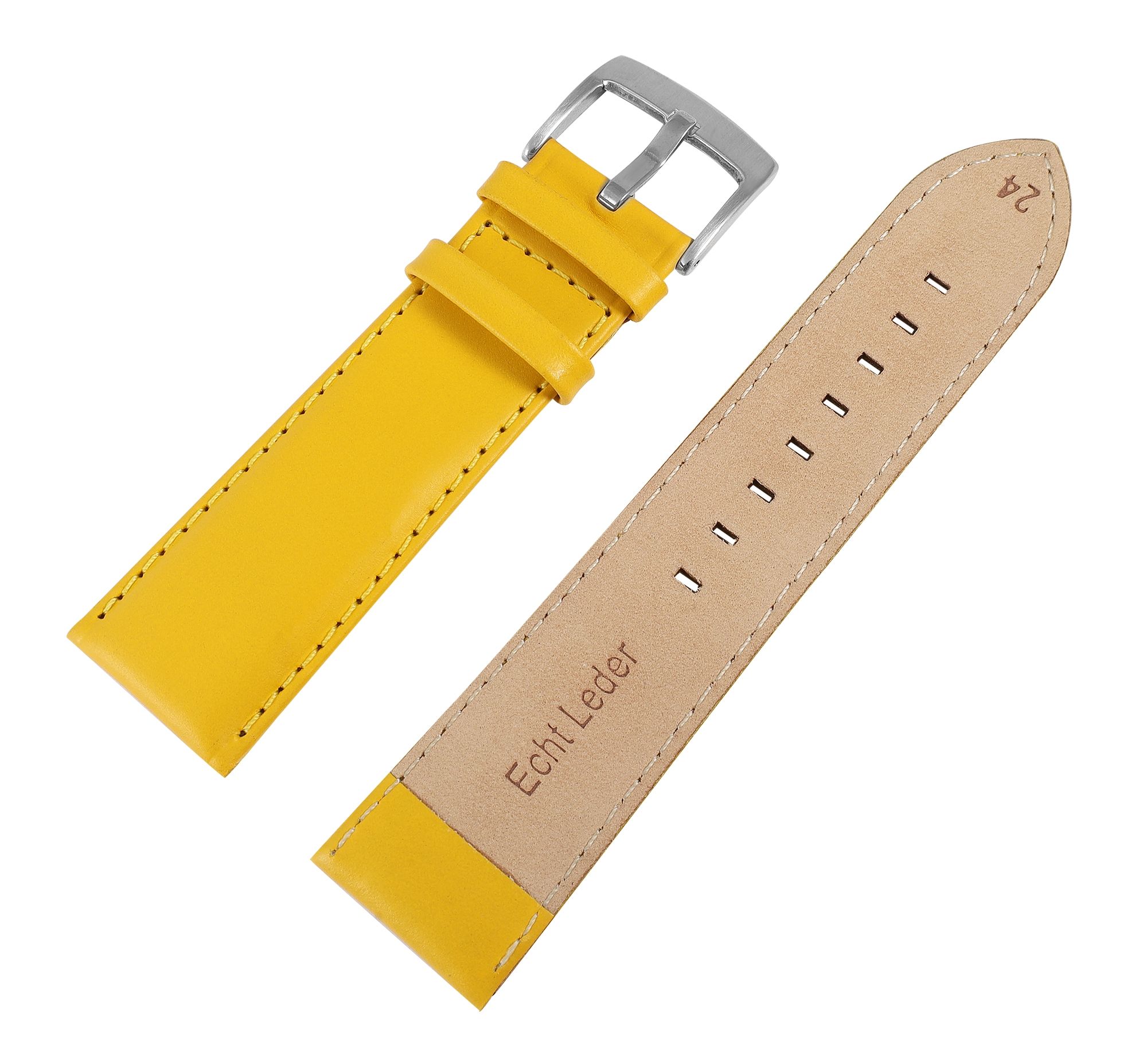 Echtleder-Uhrenarmband "super-soft", gelb, Naht, 24 mm