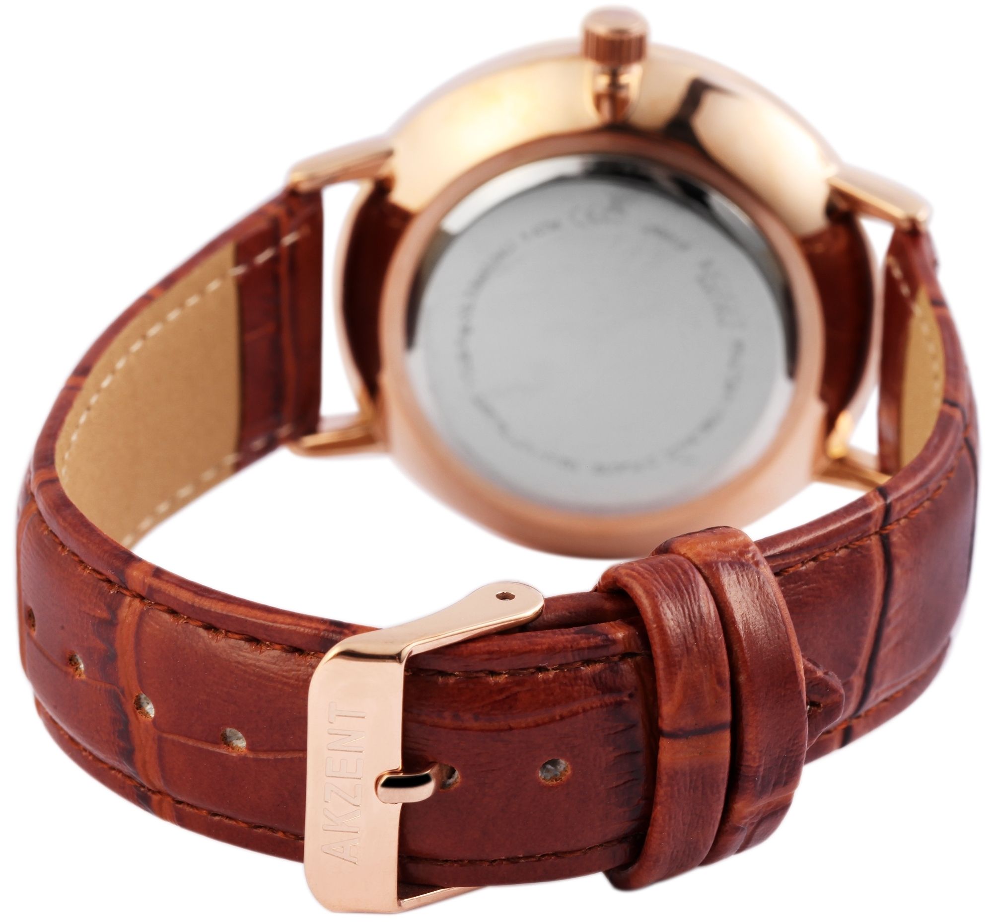 Akzent Exclusive Herrenarmbanduhr mit Lederimitationsarmband