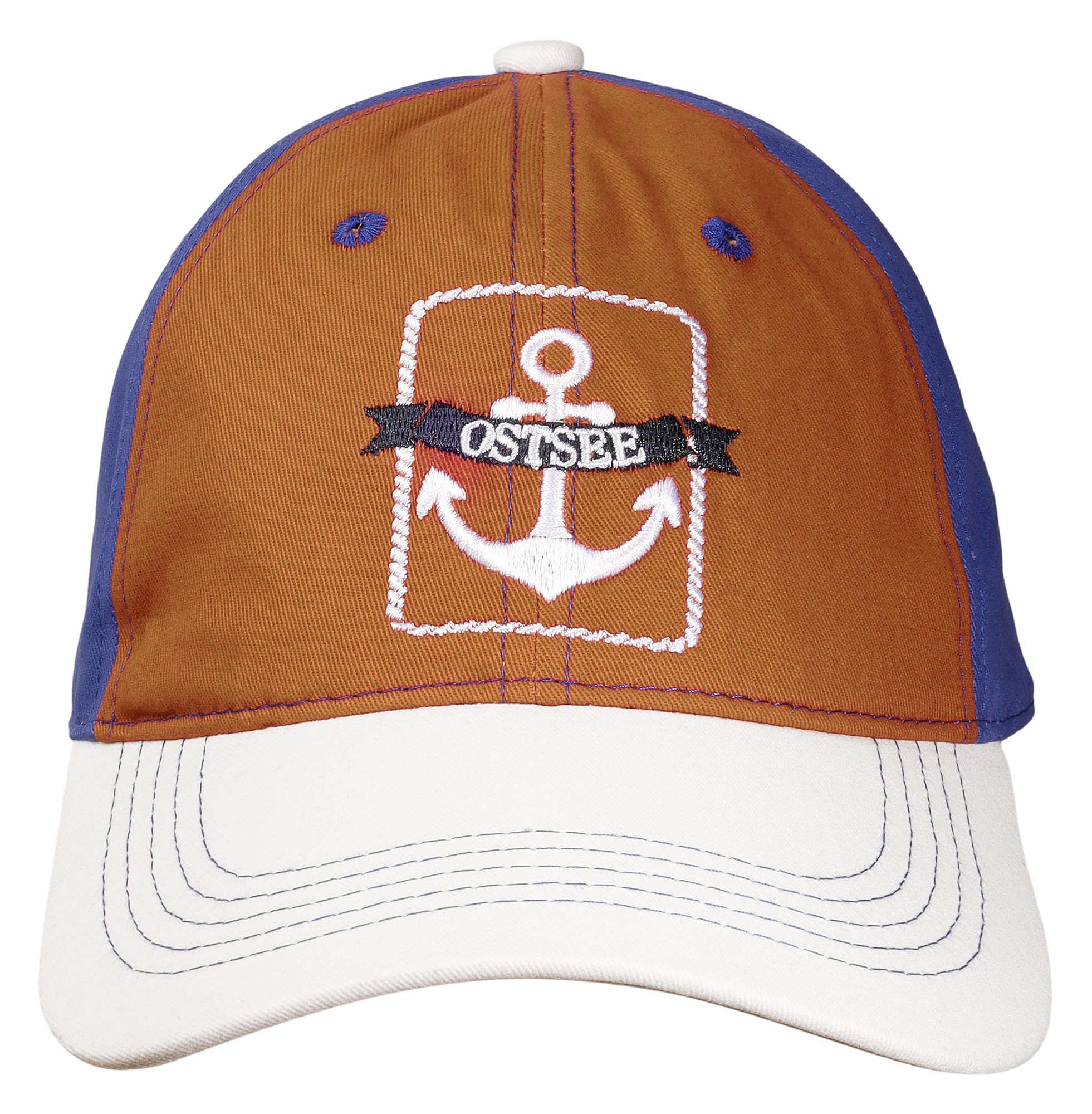 Caps/ Baseballcaps, VE 4, "Ostsee", rot/ blau/ weiß