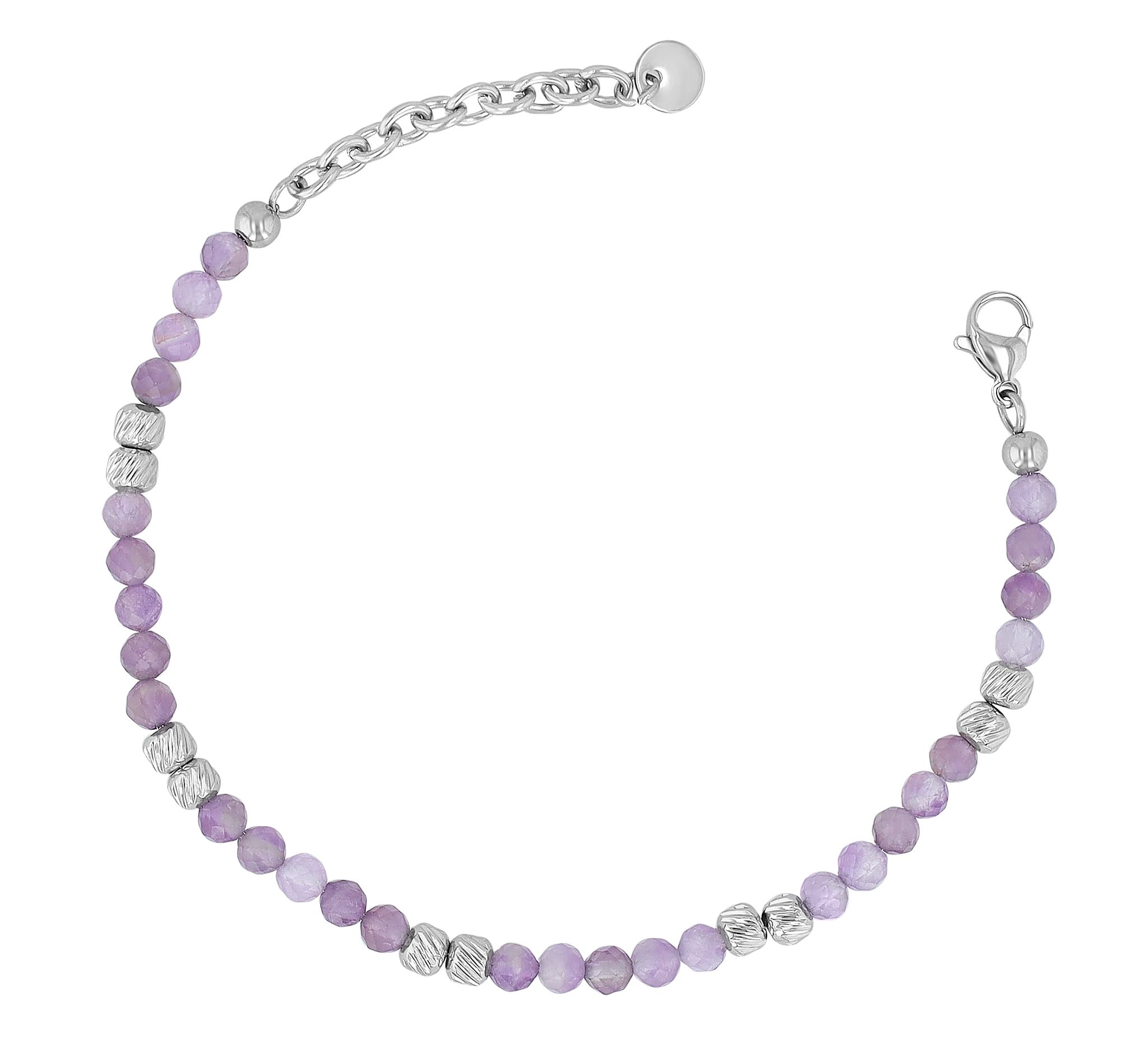 "Willow" Armband 17 + 3 cm, Edelstahl & Natursteinen (Amethyst)