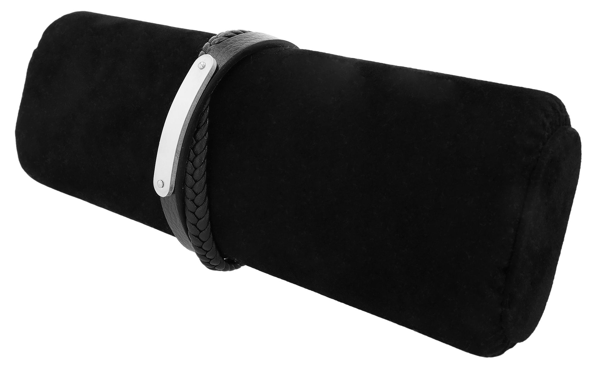 Echtleder Armband "Bruno" mit Edelstahlelementen und Gravurplatte