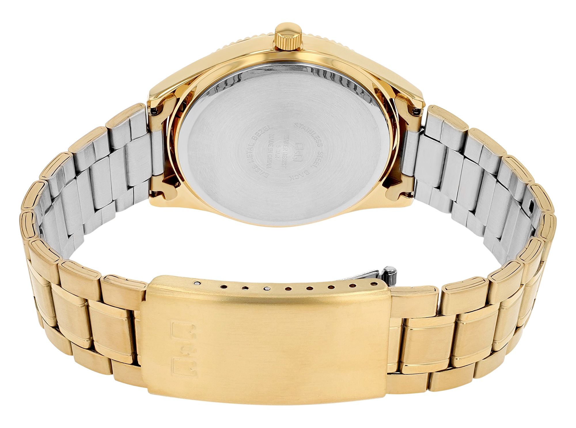 Q&Q Herrenuhr mit Edelstahlarmband, 5 Bar, goldfarben