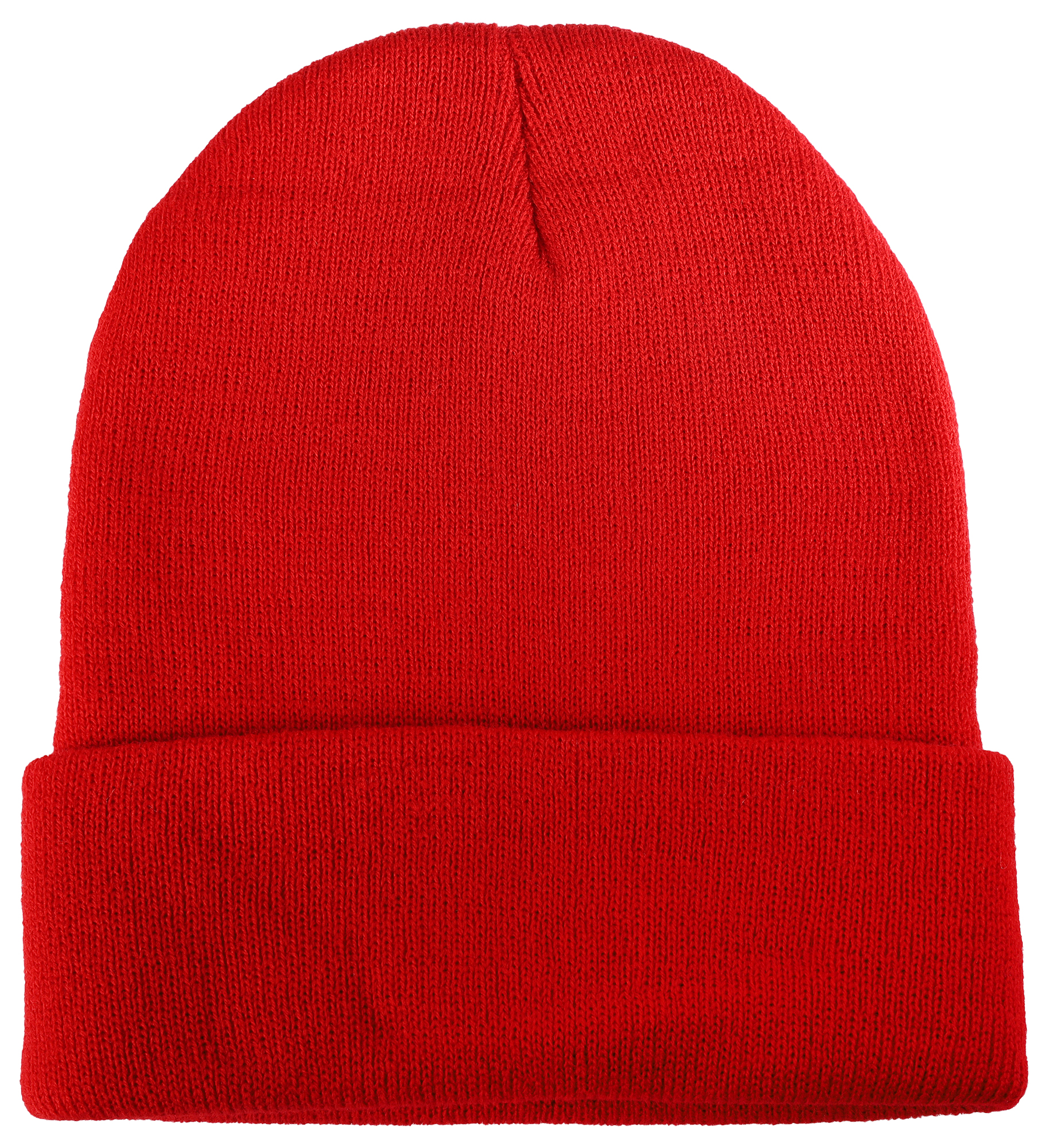 Akzent Strickmütze/ Beanie mit Umschlag, 100% Acryl, 4-VE, rot