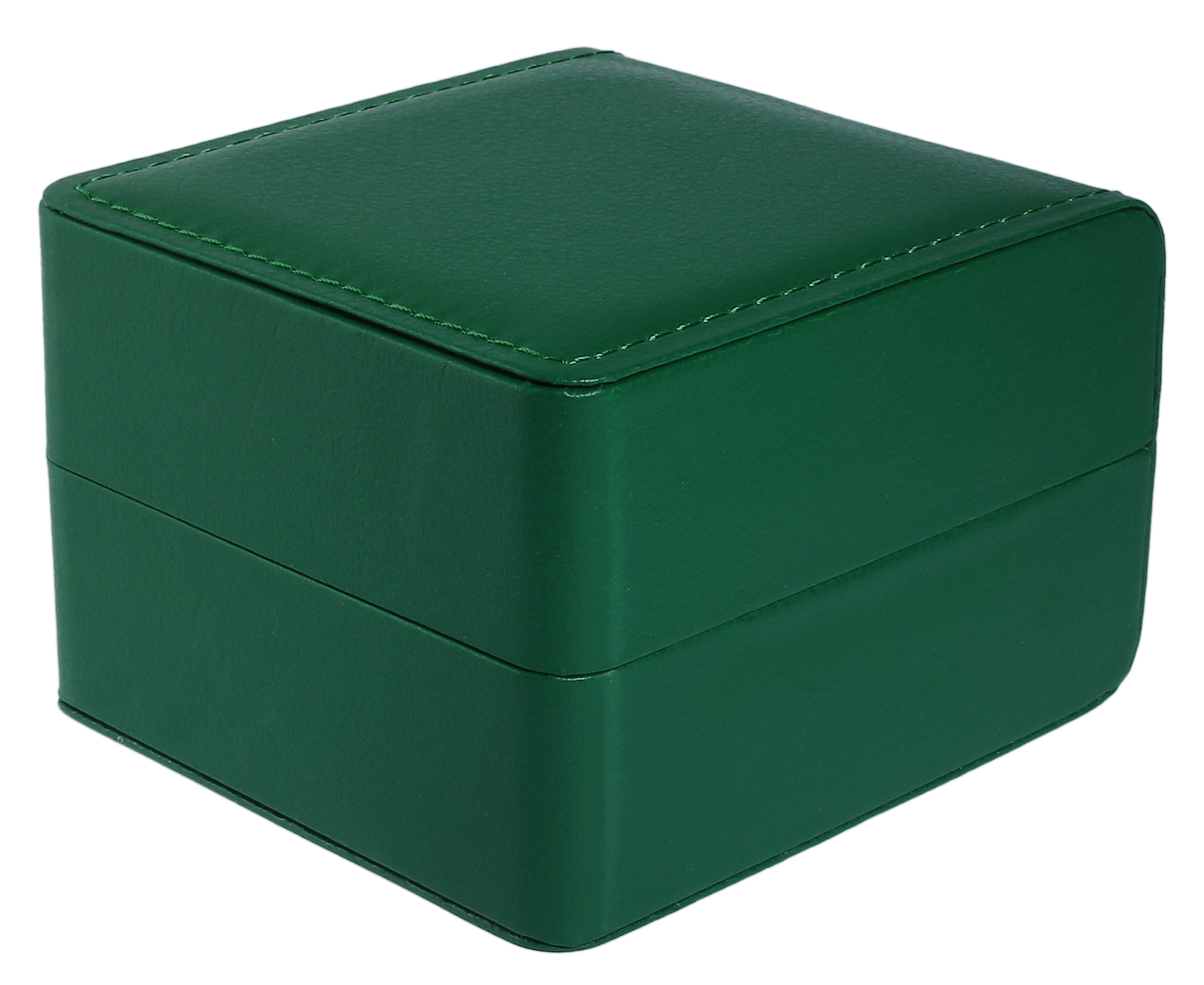 Uhrenbox, aufklappbar mit Kissen, Lederimitat, 11 x 10 x 7,3 cm, grün