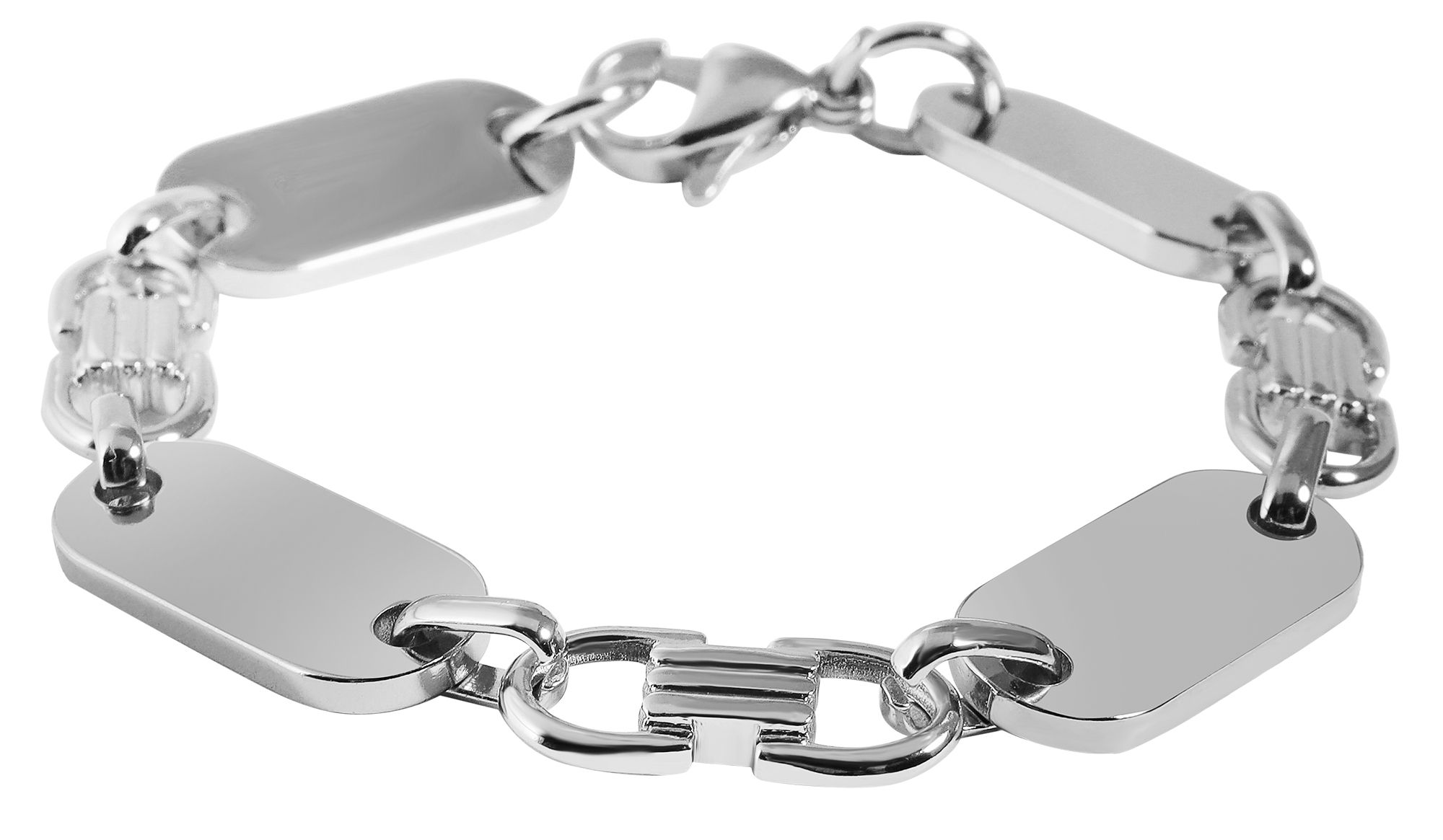 "Enid" Edelstahl Platten-Armband, silberfarbig, 21 cm/ 10 mm