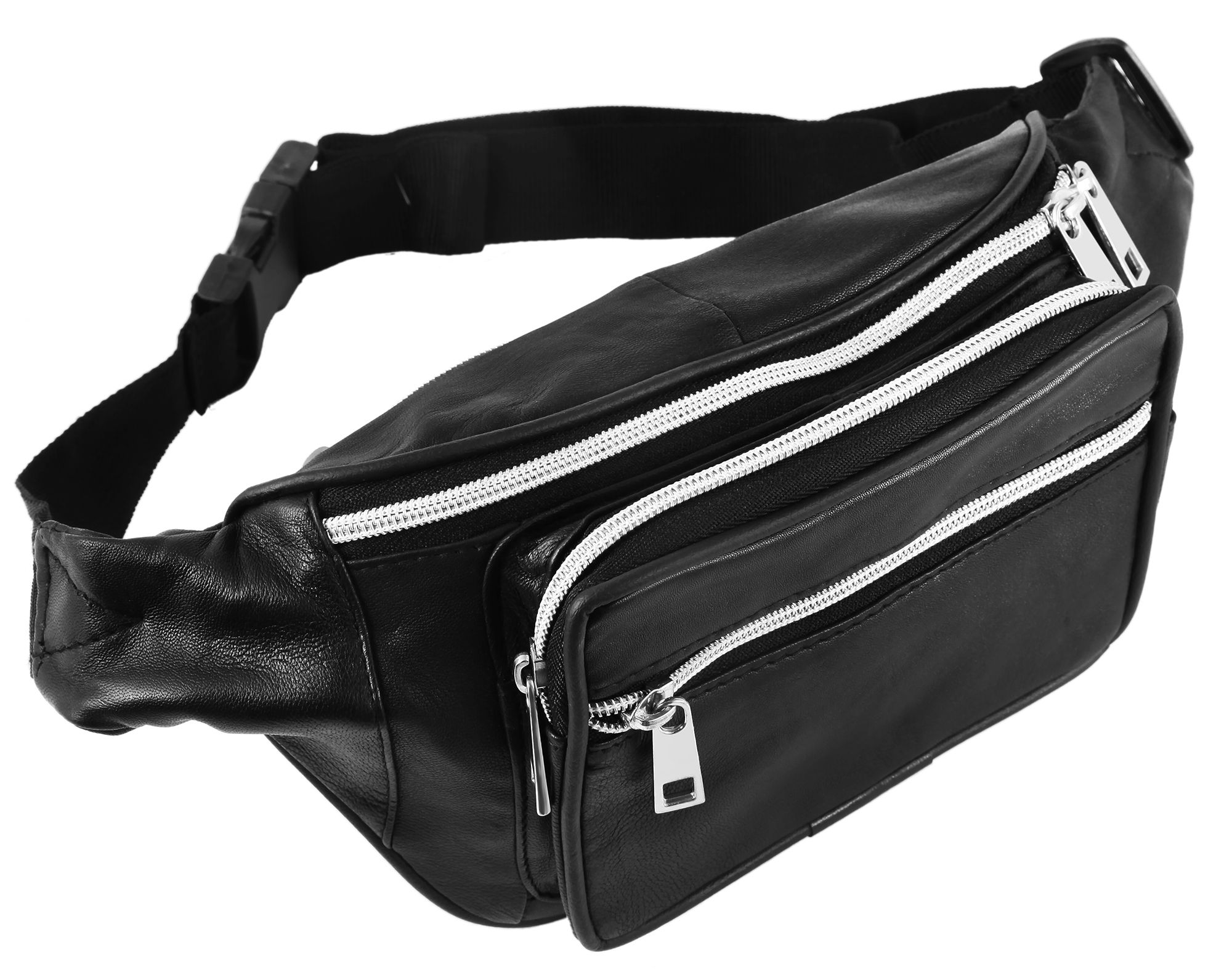 Steinmeister Hüfttasche/ Bauchtasche aus Echtleder, schwarz