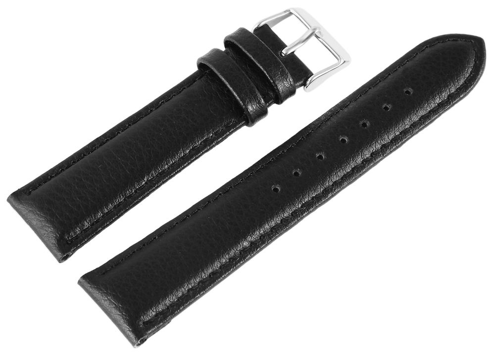 Echtleder-Uhrenarmband, schwarz, 20 mm