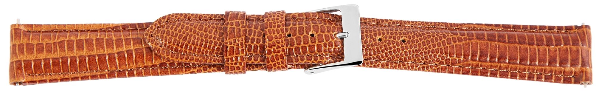 Echtleder-Uhrenarmband, braun, Schlangenoptik, 16 mm