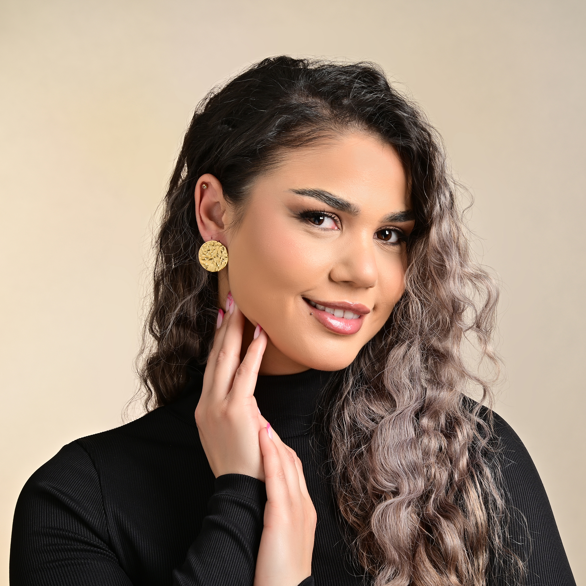 "Franzi" Edelstahl Ohrstecker, Statement, goldfarben