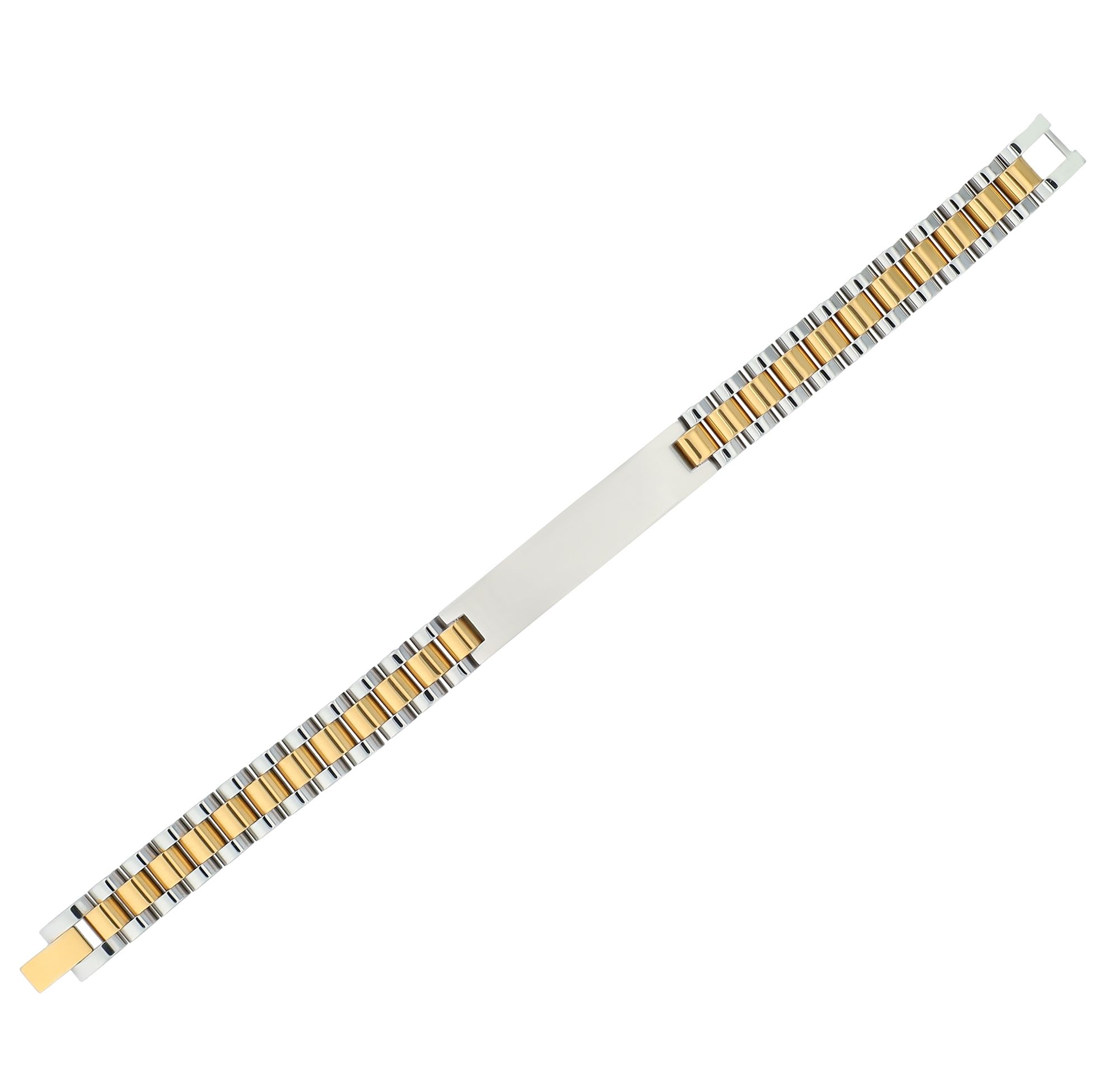 "Wini" Armband mit Gravurplatte, 21 cm/ 10 mm, bicolor (silber- und goldfarben)