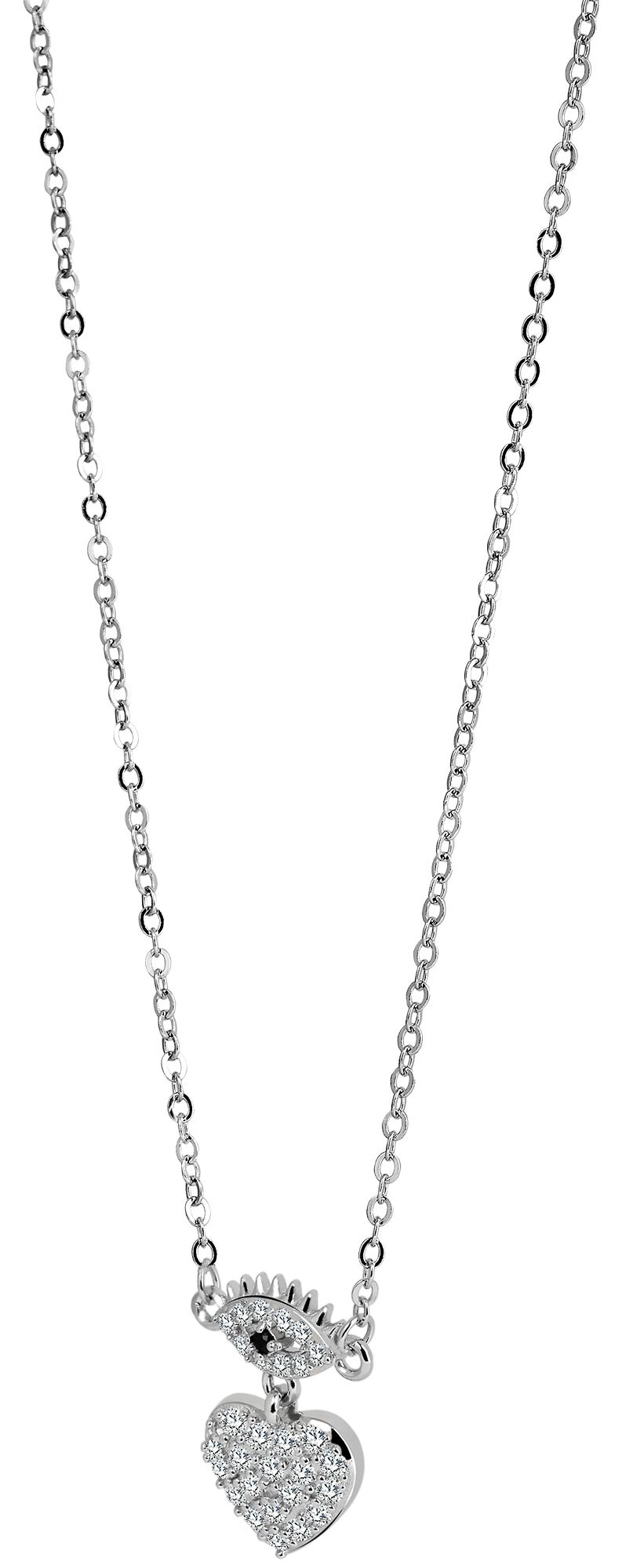 925/- Echt Silber Halskette mit Anhänger "Nazar", Zirkoniabesatz, 925/rhodiniert