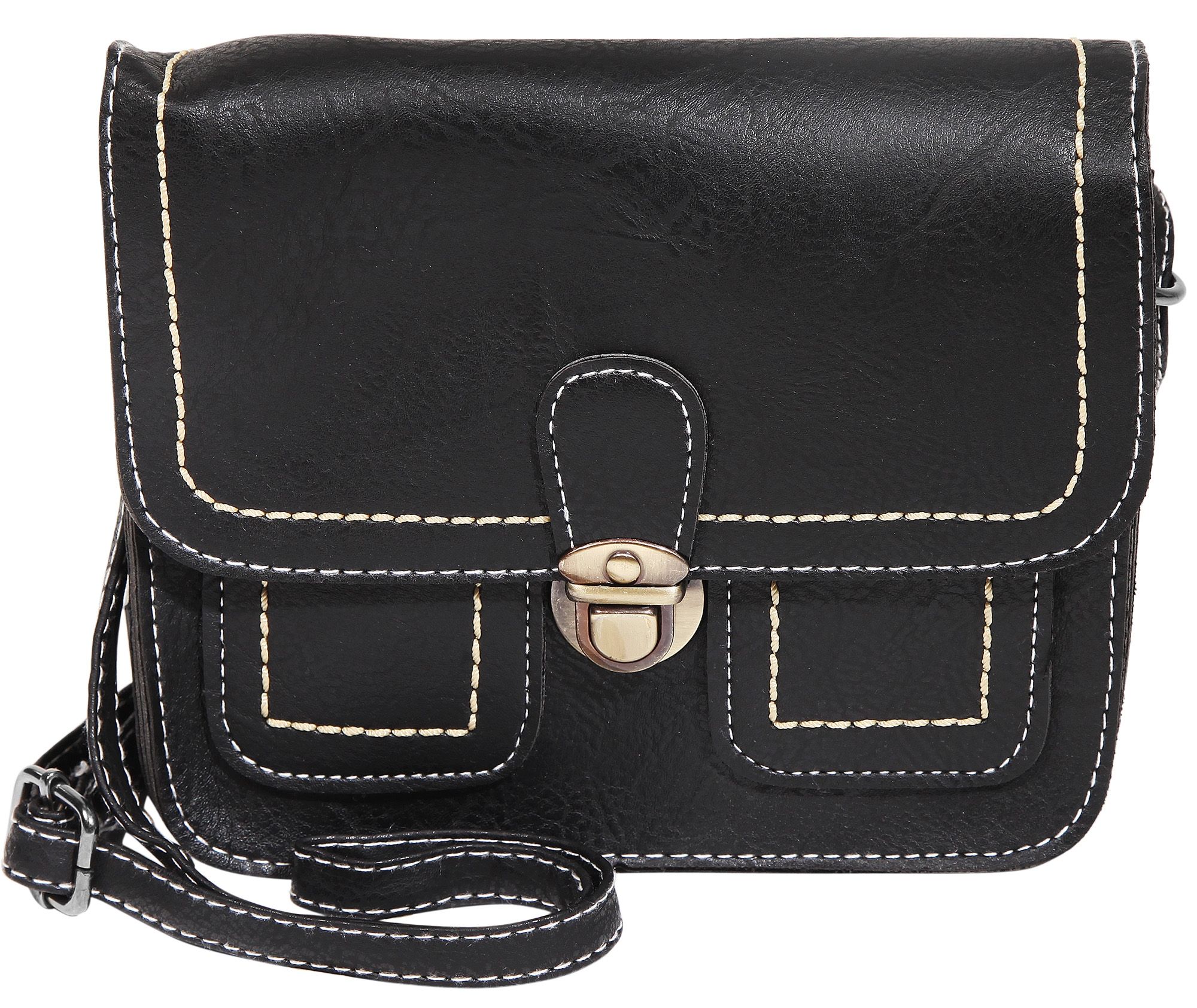 Damen Handtasche aus Lederimitation, schwarz