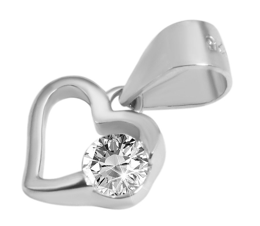 "Kiona" 925/- Echt Silber Schmuckset Herz, Ohrstecker/ Anhänger, Zikon, rhodiniert