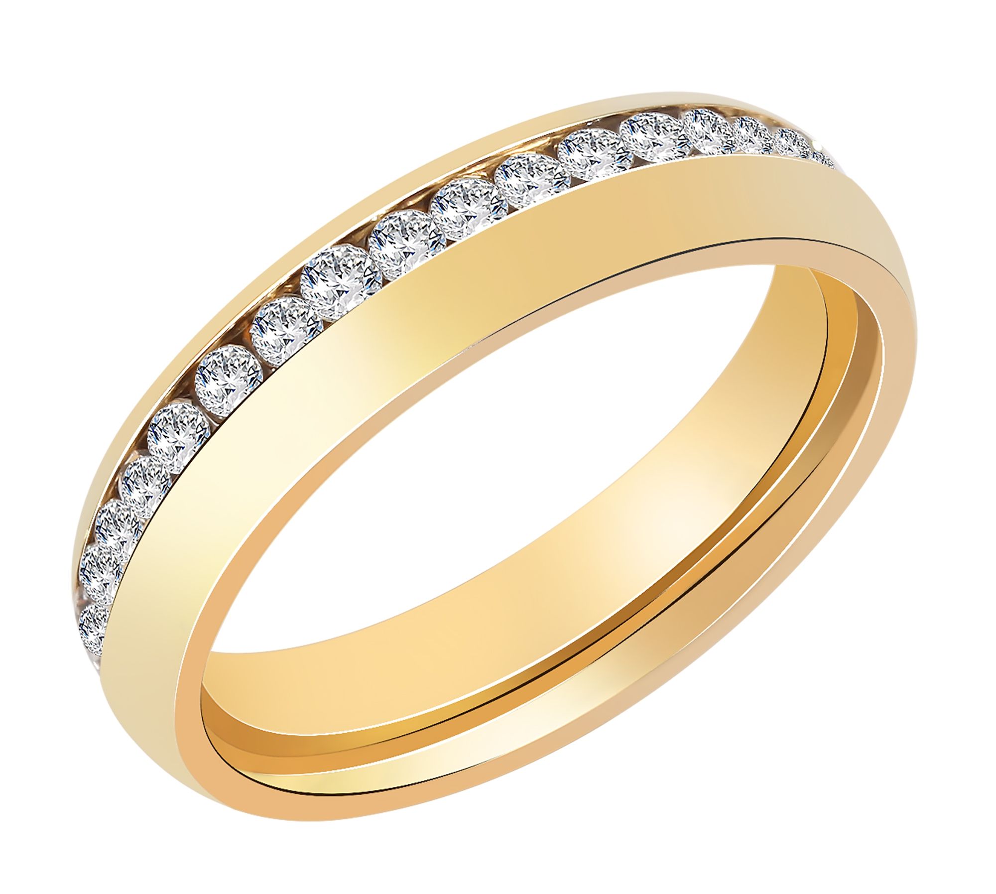 "One Desire" Damen-Partnerring aus Edelstahl, Similibesatz, goldfarben, Gr. 48