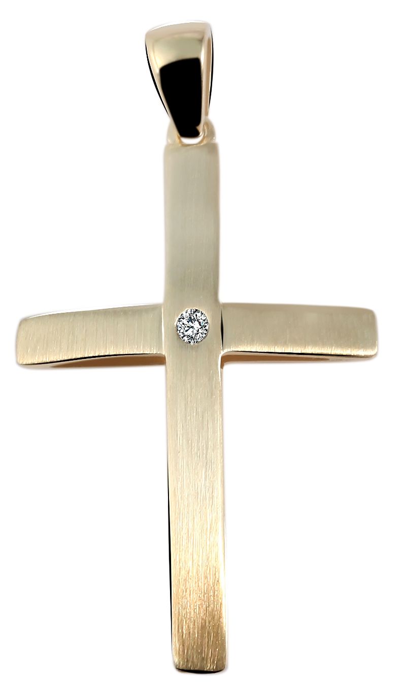 333/- Gold Anhänger "Darlien" ohne Kette, Kreuz mit Zirkoniabesatz, 8 Karat, Gelbgold