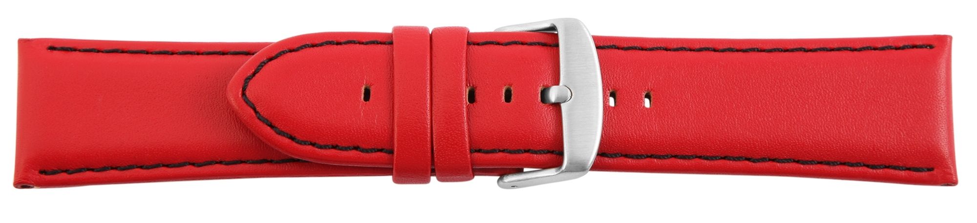 Echtleder-Uhrenarmband, rot, schwarze Naht, 26 mm