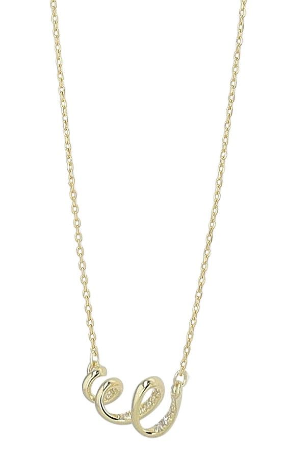 "Ineke" 925/- Echt Silber Kette, gedrehter Anhänger, Zirkonia, vergoldet