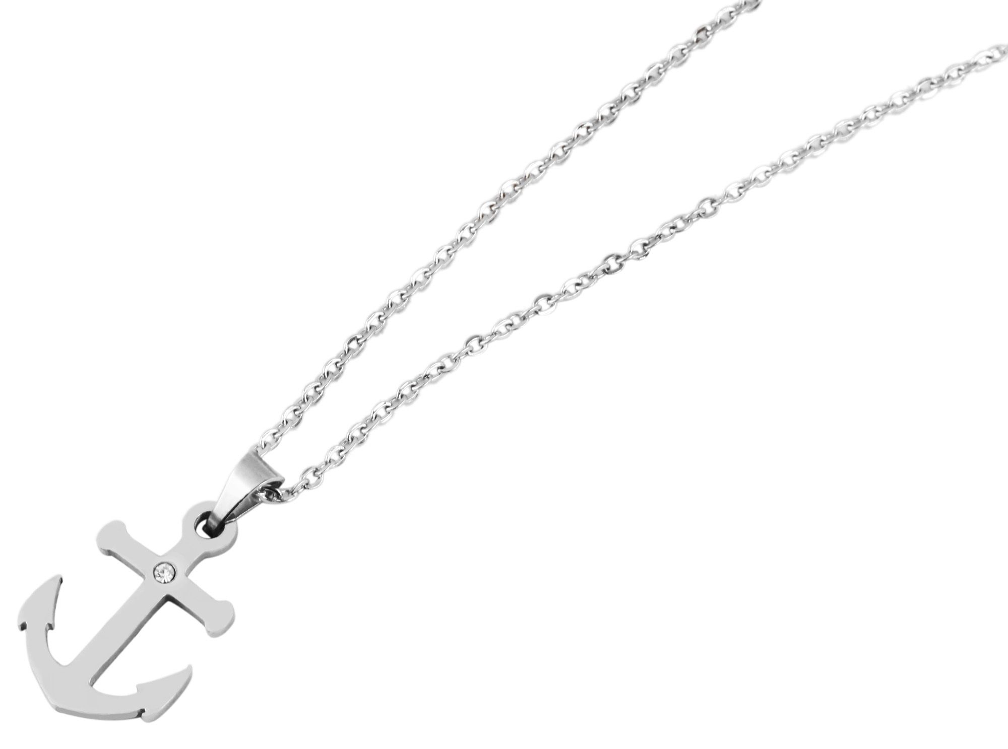 "Miera", Akzent Edelstahlschmuckset mit Ohrsteckern und Anhänger im Ankerdesign, silberfarbig