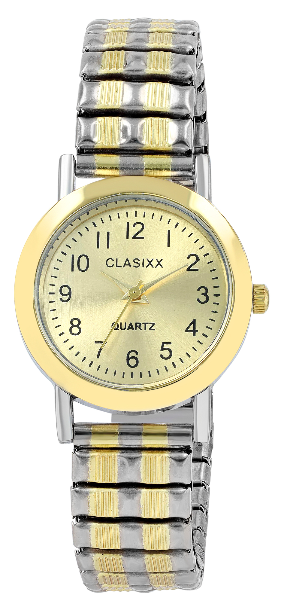 CLASIXX  Damenuhr mit Edelstahl-Zugband, Ø 28 mm, bicolor/ goldfarben