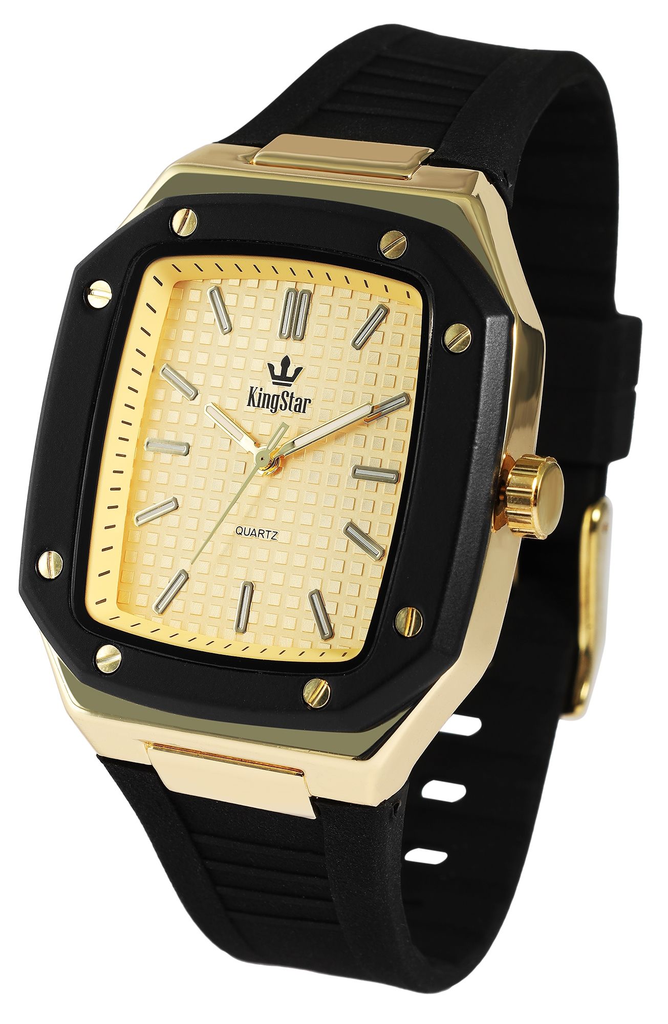 "Dozer" King Star Herrenuhr mit Silikonband, schwarz/ goldfarben