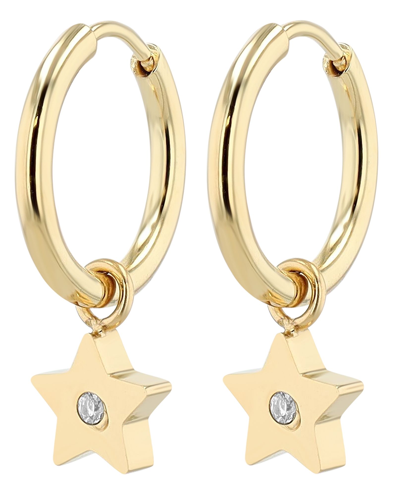 "Sari" Edelstahl Creole mit Stern Anhänger, goldfarben