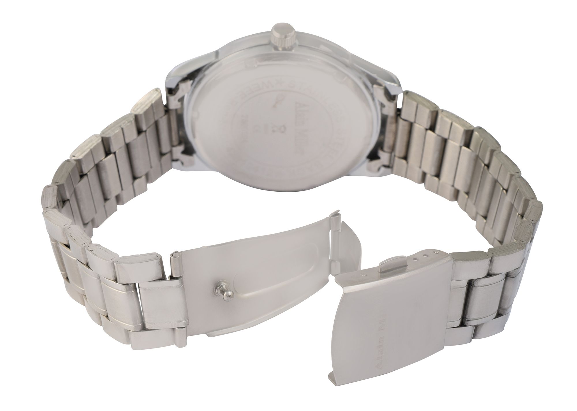 Alain Miller Herrenuhr Ø 40 mm, Gliederarmband, Edelstahl, silberfarben/ grün