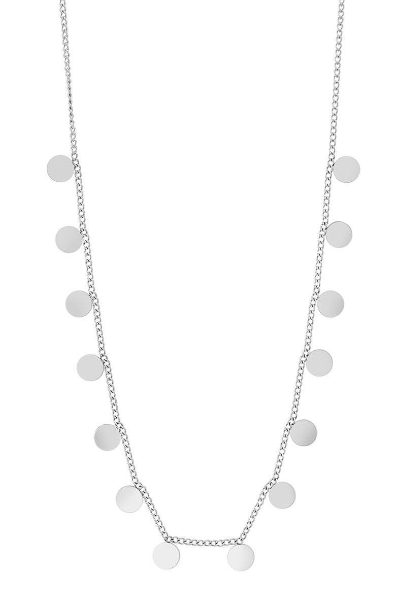 "Amar" - Plättchen, Edelstahlkette (40 + 5 cm) mit Anhänger, Akzent, Silber