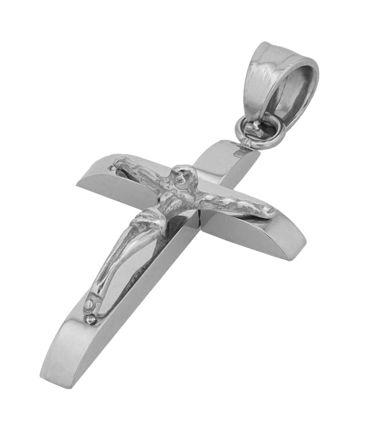 "Kamryn" Edelstahl Anhänger - Kreuz/ Kruzifix, silberfarben
