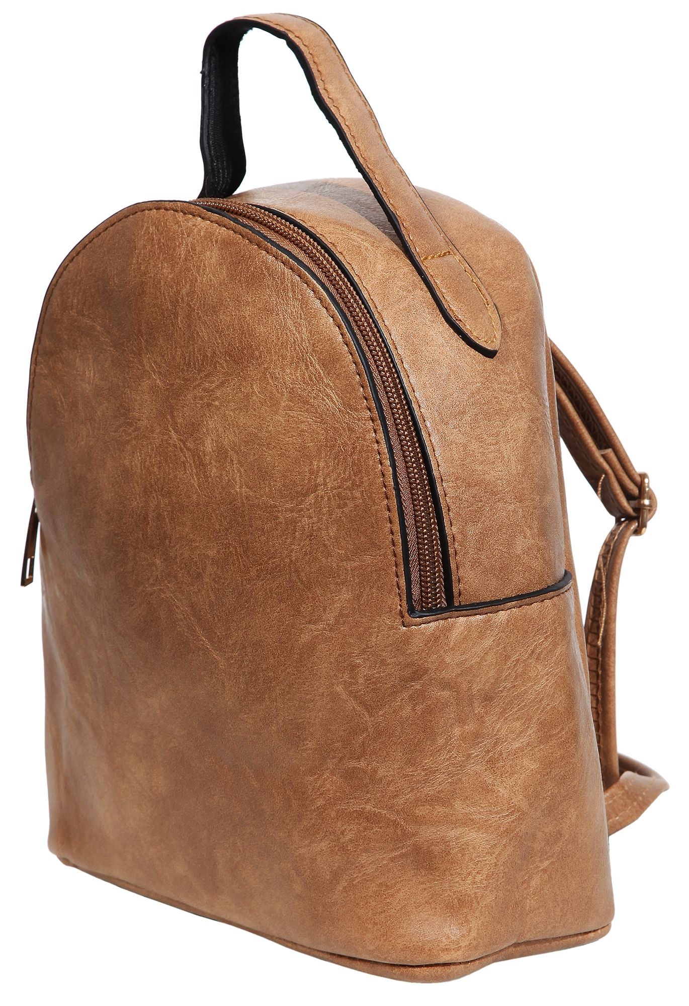 Damen-Rucksack aus Lederimitat, beige, Länge: 21,5 cm / Breite: 19,0 cm / Stärke: 8,0 cm