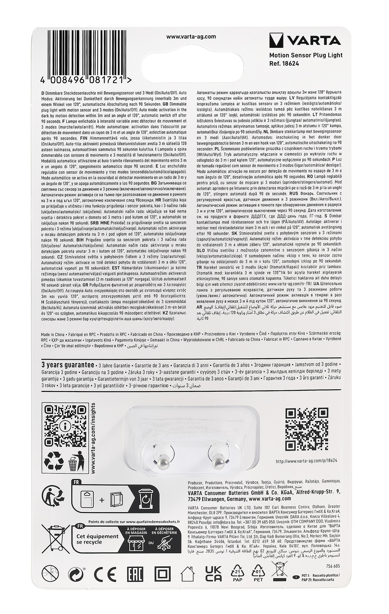 VARTA Motion Sensor Plug Light