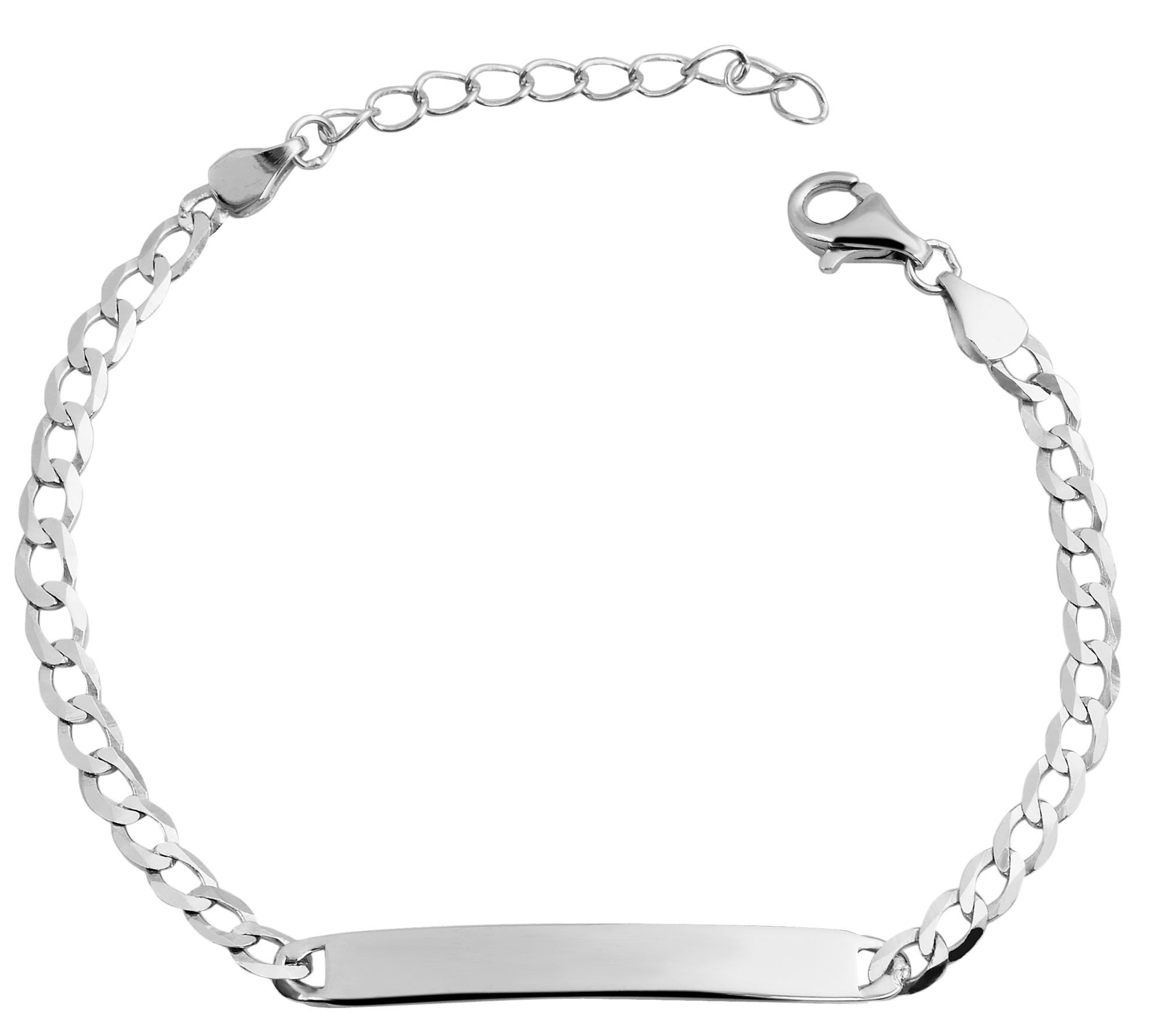 925/- Echt Silber Identarmband "Siwar", 925 Silber/rhodiniert, 14 + 3 cm