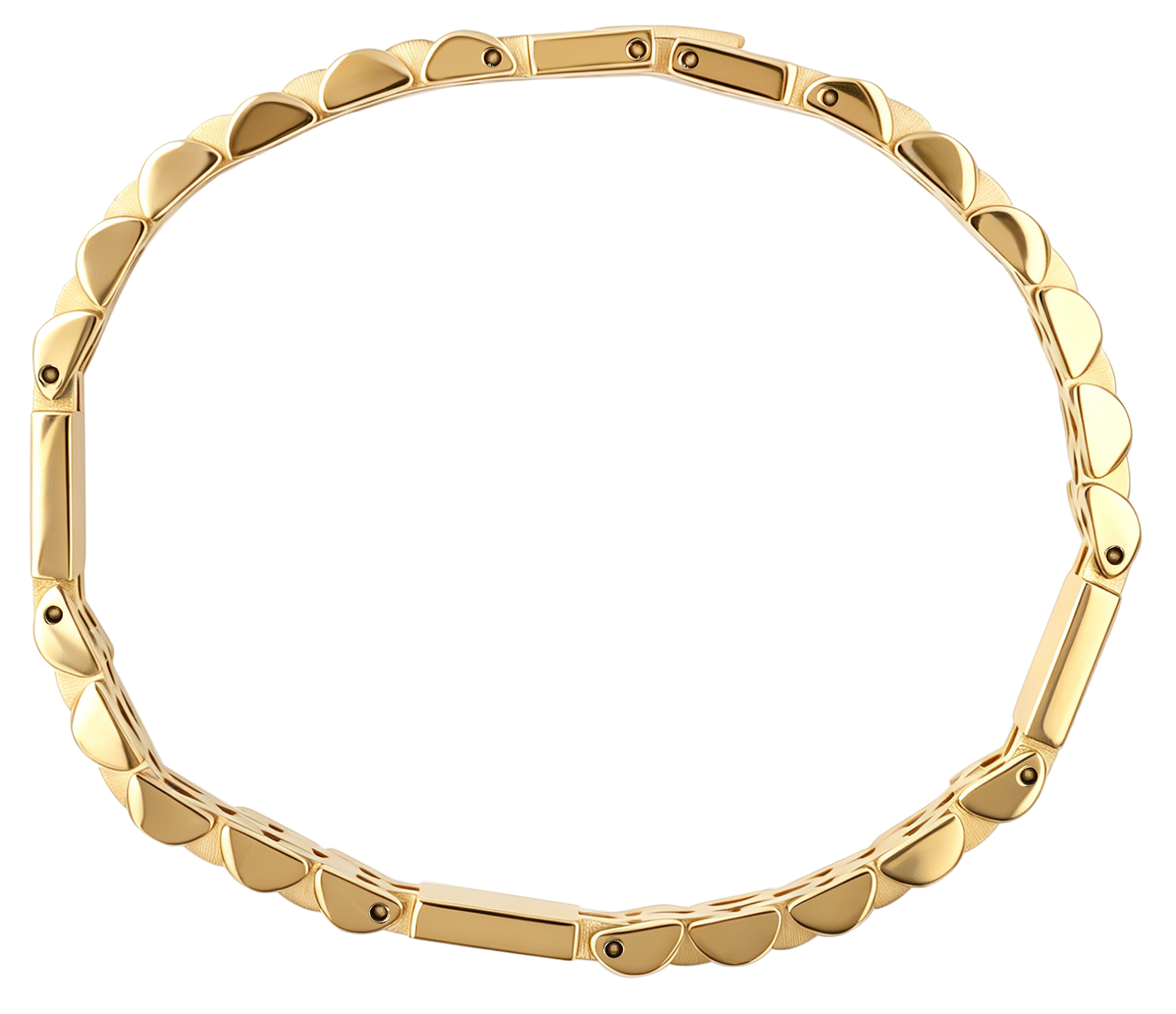 "Jareth" Edelstahl Gliederarmband, Gravurelemente, 21 cm, goldfarben