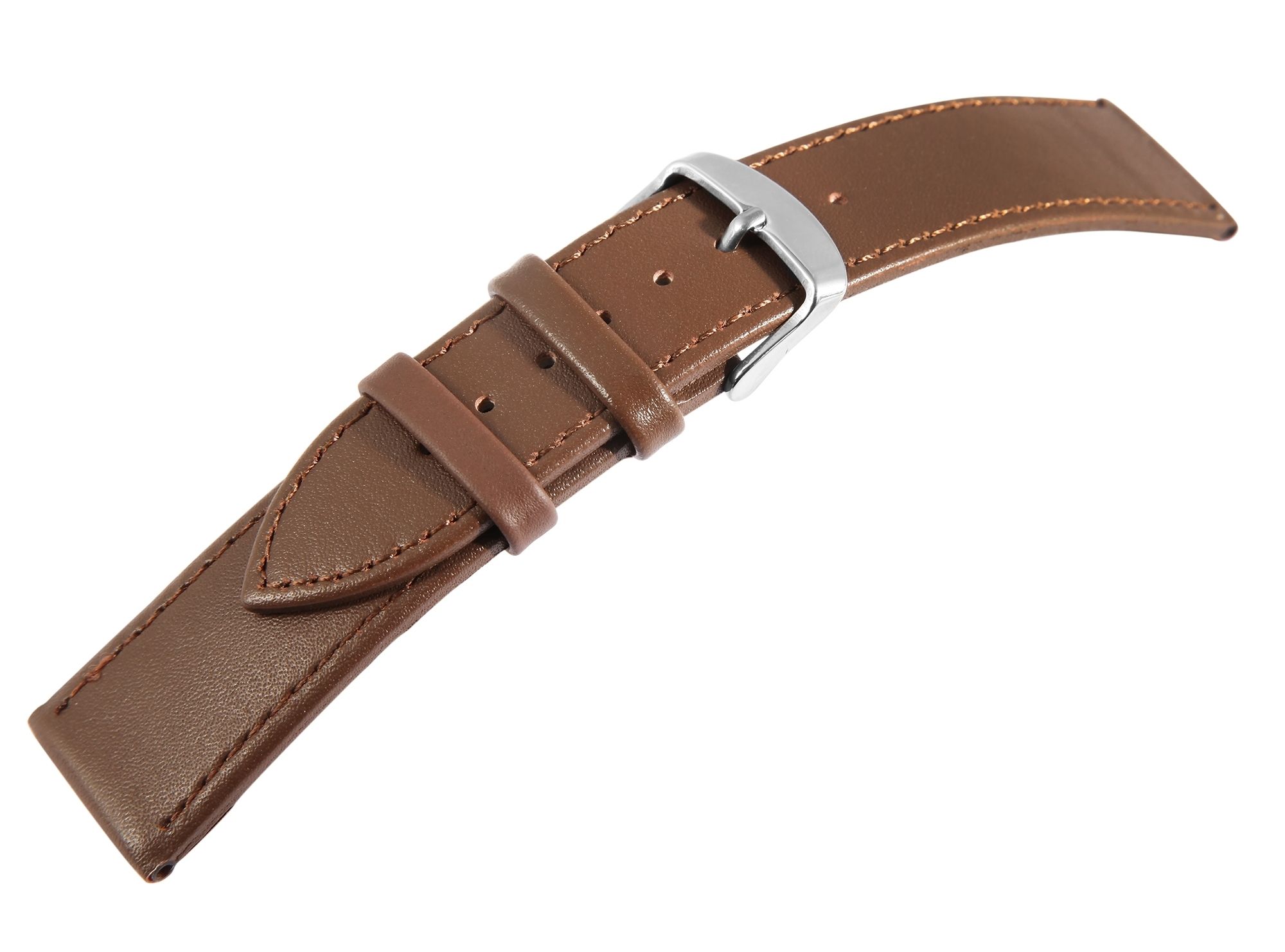 Echtleder-Uhrenarmband, braun/ silberfarben, 10 mm